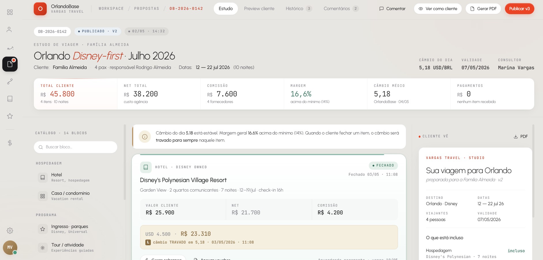 Proposta detalhada por cliente